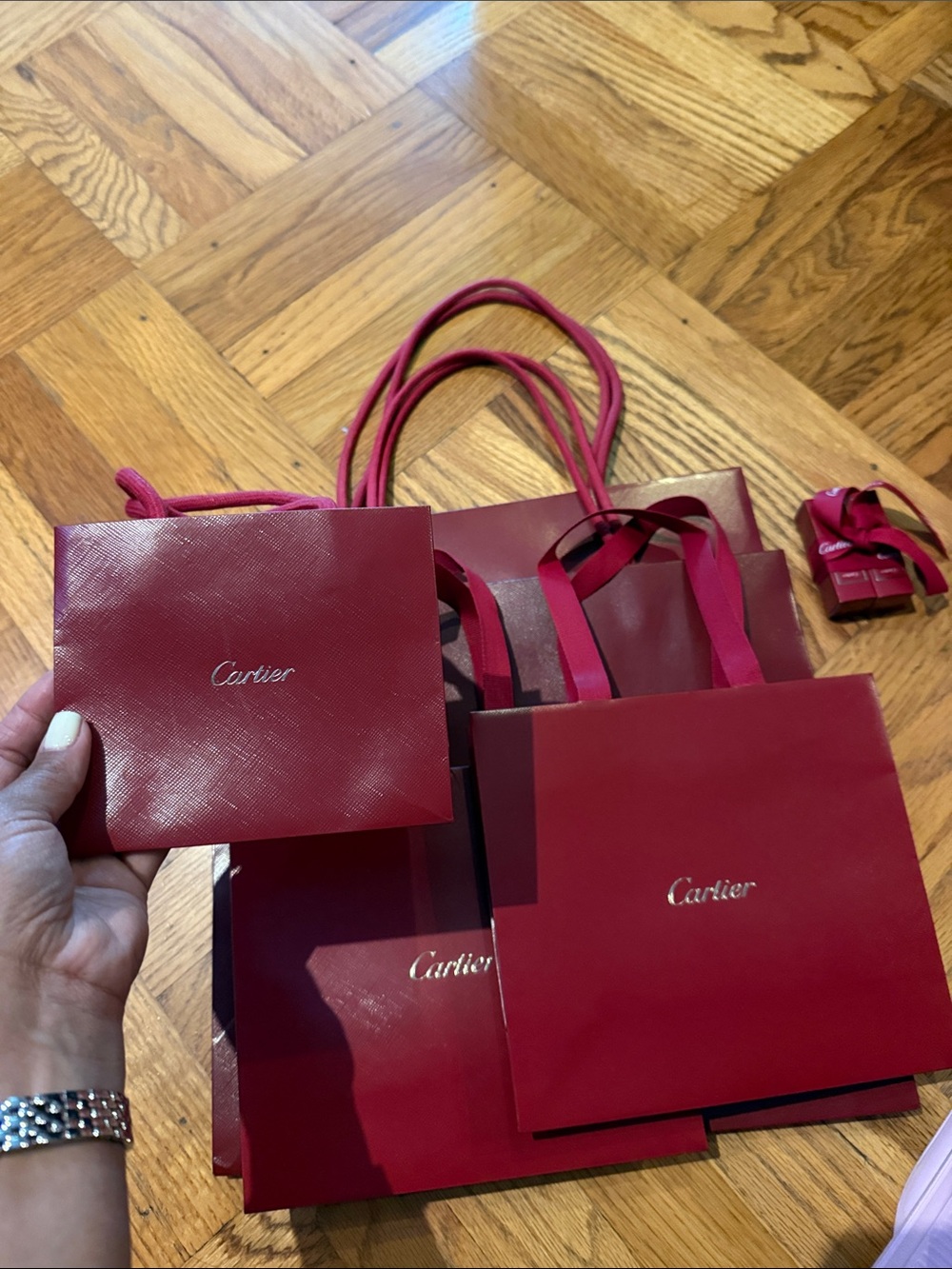 Cartier Red Branded Gift Tote and Pouch Set